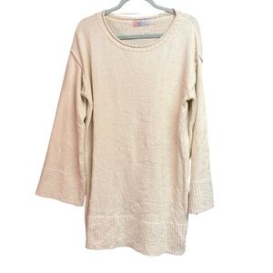 Free People Beach Oversized Cream Textured Long Sleeve Sweater
